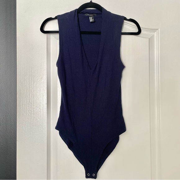 Forever21 Low-cut Navy Tank Bodysuit - Picture 1 of 5